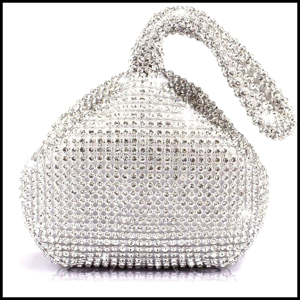 Satin Rhinestone Evening Clutch Elegant Wedding Prom Cocktail Party Bag